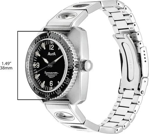 Vista 3 de Alsta Reloj de buceo superautomático de acero inoxidable Nautoscaph de 1.496in en pulsera Hooper, Nautoscaph - Hooper (acero inoxidable)
