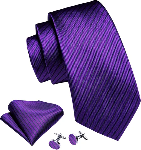 Vista 213 de Barry.Wang Juego de corbatas para hombre, corbata de seda a rayas, tejido a cuadros, gemelos formales, negocios, boda