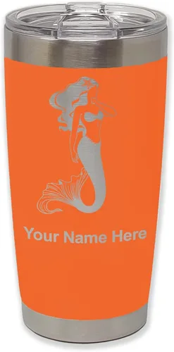 Vista 27 de LaserGram Vaso aislado al vacío de 20 onzas, sirena, grabado personalizado incluido (negro)