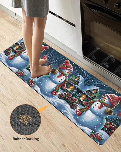 Vista 3 de Tapete de baño de muñeco de nieve para bañera, antideslizante, de secado rápido y absorbente, tierra de diatomeas, fregadero, dormitorio, cocina