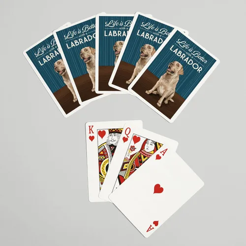 Vista 7 de Lantern Press Yellow Lab, Life is Better (52 cartas de juego, baraja de cartas de tamaño póquer con comodines)