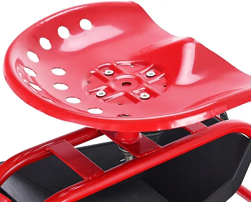 Vista 8 de Giantex Asiento de trabajo de jardín rodante, asiento de trabajo de jardinería giratorio 360 con ruedas, cesta de herramientas, altura ajustable