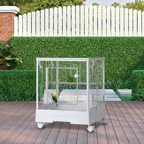 Vista 7 de GarveeHome Jaula para pájaros pequeña con ruedas, jaula para periquitos, canarios, tortolitos, cuáquero pequeño, cacatúas, periquitos, mejillas