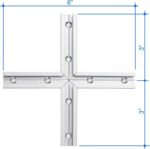 Vista 4 de T Track Kit de intersección de 3 pulgadas con tornillos para madera, perfil de doble corte con orificios de montaje preperforados, carpintería