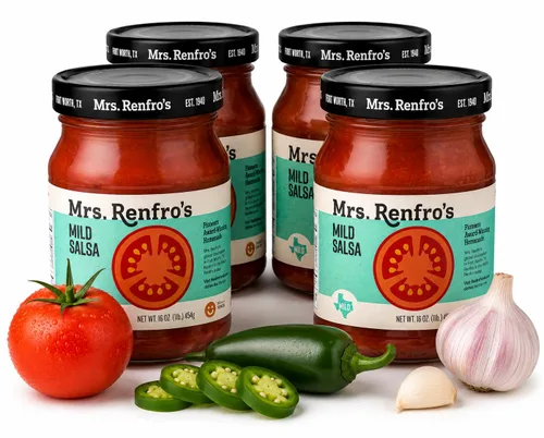 Vista 5 de Mrs. Renfro's Salsa suave, tarros de 16 onzas (paquete de 2) – Salsa de tomate suave sin gluten con pimientos y cebollas frescas – Salsa clásica