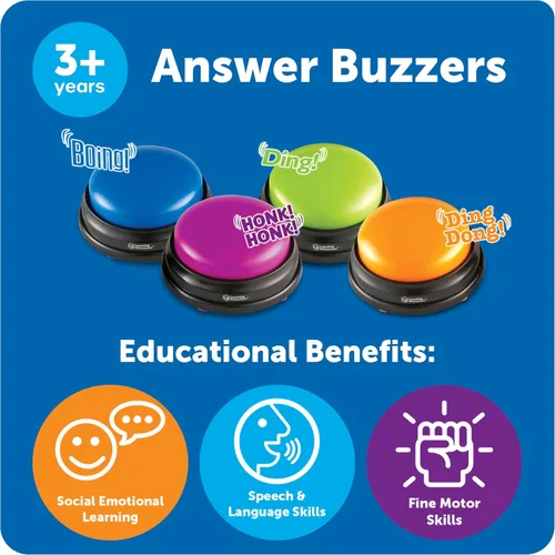 Vista 6 de Learning Resources Answer Buzzers - Suministros imprescindibles para el aula, juguetes para niños, botón de efectos de sonido, programas
