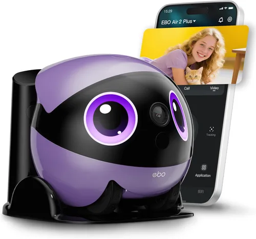 Vista 9 de Enabot EBO Air 2 Plus FamilyBot 3K Robot de Cámara para el Hogar: Cámara para Interior, Robot Acompañante Movilizable, Video de 2 Vías, Modo de Chat