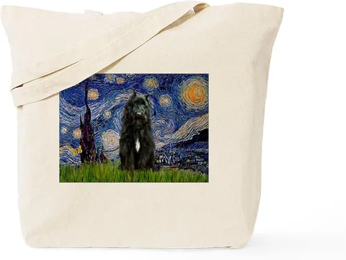 Vista 9 de CafePress The Starry Night by Vincent Van Gogh - Bolsa de lona reutilizable de lona beige, Caqui, S