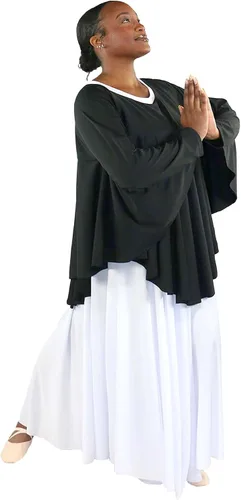 Vista 3 de Danzcue Camiseta de baile con ala de ángel para mujer Negro