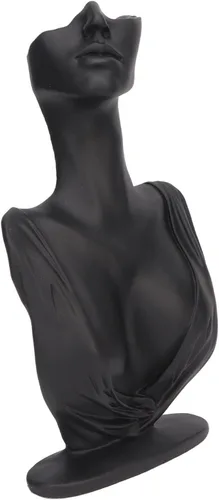 Vista 5 de Earring Mannequin Holder, Jewelry Display Stand, Resin Bust Necklace Display with Large Space, Lightweight Elegant Black Mannequin Stand for Store