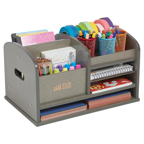 Vista 11 de ECR4Kids Centro de almacenamiento de suministros de mesa, organizador para profesores, lavado gris Gris (Grey Wash)