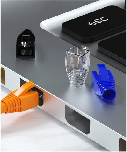 Vista 4 de 50 fundas de alivio de tensión Cat7 Cat7A Cat8, RJ45, cubierta de conector de red modular, tapa de conector de cable, color negro