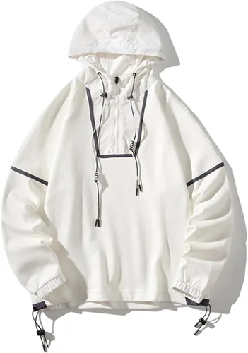 Vista 2 de Sudadera con capucha para hombre, con cremallera, personalizada, media cremallera, casual, cálida, de algodón fresco