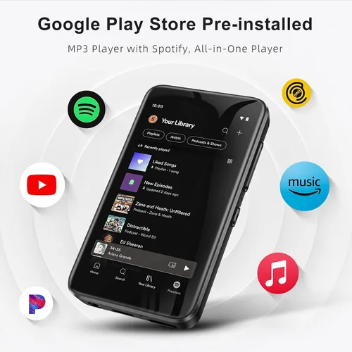 Vista 3 de G7mini - Reproductor de MP3 Android con WiFi y Bluetooth, pantalla táctil de 3.4 pulgadas con altavoz, 1300 mAh, compatible