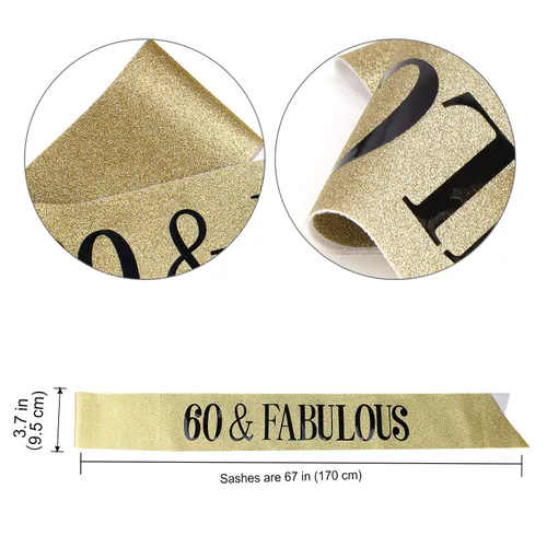 Vista 2 de Banda y tiaras de 60 cumpleaños para mujer, decoraciones de cumpleaños 60 para mujer, fabulosa banda y corona para mujeres de 60 años y fabulosos