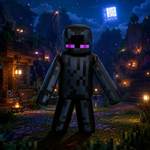 Vista 4 de Disfraz de Enderman, disfraces inflables de Minecraft para niños, tamaño infantil, funciona con ventilador, traje inflable expandible, color negro