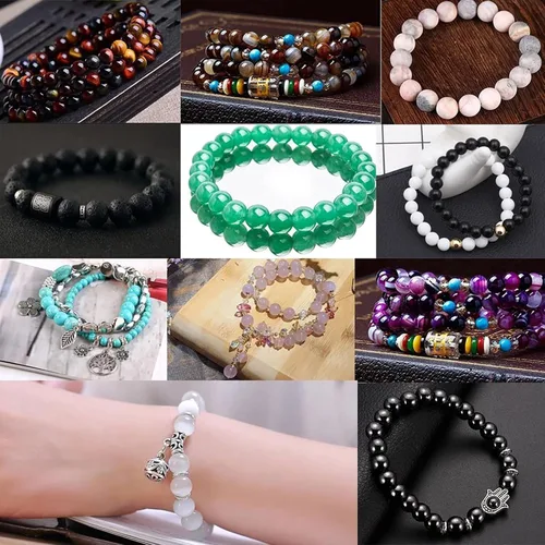 Vista 6 de 4mm 90 piezas Cuentas de piedra natural de turquesa africana para hacer joyería Cuentas sueltas de gemas redondas para pulseras, collares, aretes