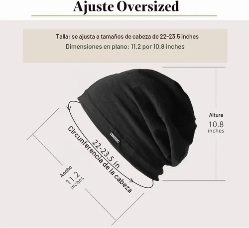 Vista 3 de CHARM Gorro de Verano de Algodón para Hombres y Mujeres - Gorro Ligero Holgado de Quimioterapia para Mujeres, Sombrero Holgado de Moda Hipster Negro
