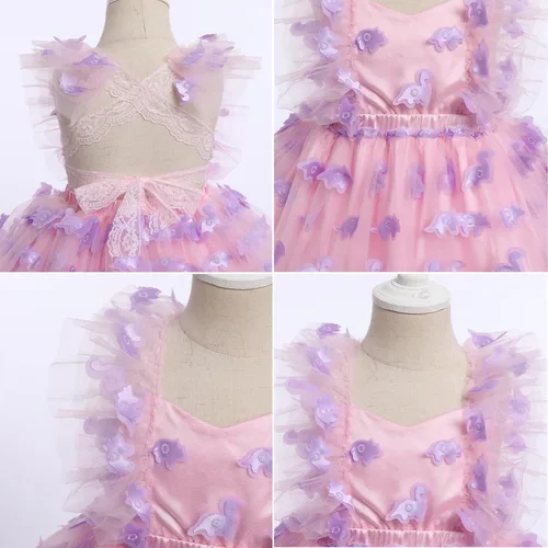 Vista 3 de Disfraz de primer Halloween para bebé, vestido de tutú de primer cumpleaños, vestido de novia para niñas de flores