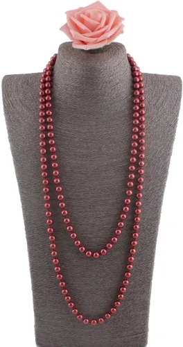 Vista 3 de Grace Jun modernas perlas de imitación de vidrio de lujo para mujer, collar de perlas largo hecho a mano para fiestas de 55
