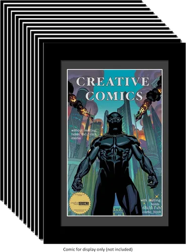 Vista 8 de Creative Picture Frames [8x12bk-b] Marco de cómic para coleccionistas con alfombrilla negra, inserto para cómic de 6.6 x 10.1 pulgadas con soporte