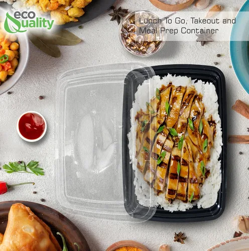 Vista 7 de Paquete de 150 recipientes reutilizables de almacenamiento de alimentos de 38 onzas con tapas, rectangulares sin BPA, aptos para congelador