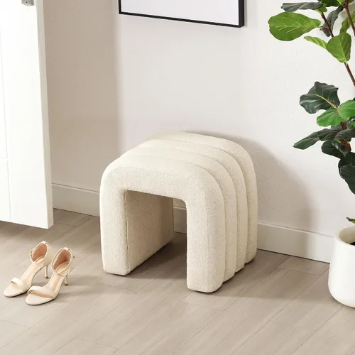 Vista 8 de Taburete otomano multifuncional, reposapiés para sofá, taburete de tocador moderno para sala de maquillaje, sala de estar y entrada, taburete