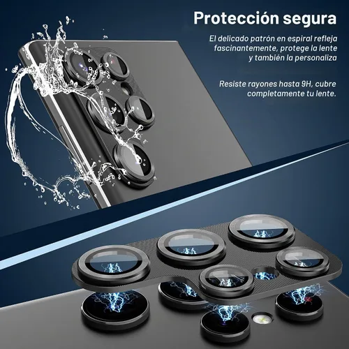 Vista 5 de Suoman Protector de lente de cámara para Samsung Galaxy S23 Ultra, [no afecta el flash] Película de vidrio templado 9H, cubierta protectora de metal