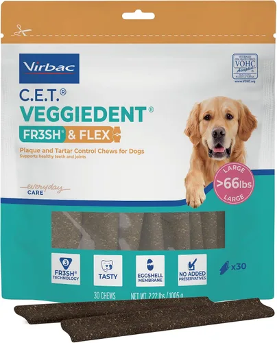 Vista 9 de C.E.T. Veggiedent Fr3sh & Flex Placa y control de sarro masticable para perros, XS