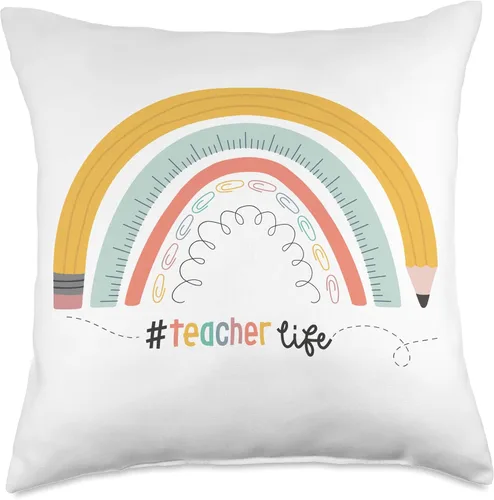 Vista 5 de Carson Dellosa Education We Belong Teacher Life - Almohada bohemia de arco iris, 16 x 16 pulgadas, multicolor