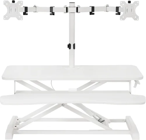 Vista 9 de VIVO Convertidor de escritorio de pie de 32 pulgadas de altura ajustable con soporte de monitor doble de 13 a 30 pulgadas, soporte para monitor