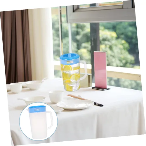 Vista 4 de Jarra de agua fría graduada, botellas de agua transparentes, bebidas de hielo, dispensador de bebidas de limonada, frigorífico, jarra de té de un