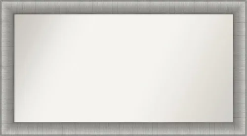 Vista 356 de Amanti Art Espejo de baño plateado para sobre el fregadero, 28 x 37 pulgadas, elegante espejo rectangular de peltre cepillado, marco de madera