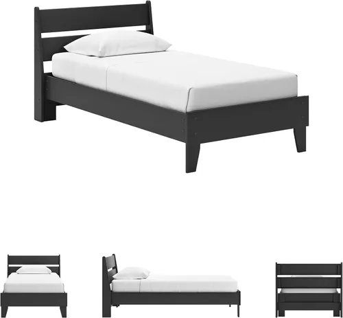 Vista 7 de Signature Design by Ashley Socalle - Cama casual de plataforma de doble panel, no necesita base o somier, color negro