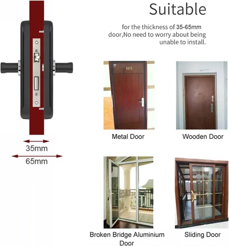 Vista 5 de WiFi Fingerprint Door Lock Stainless Steel Support Tuya APP Code/Smart Card Black X6 (Color : 40)