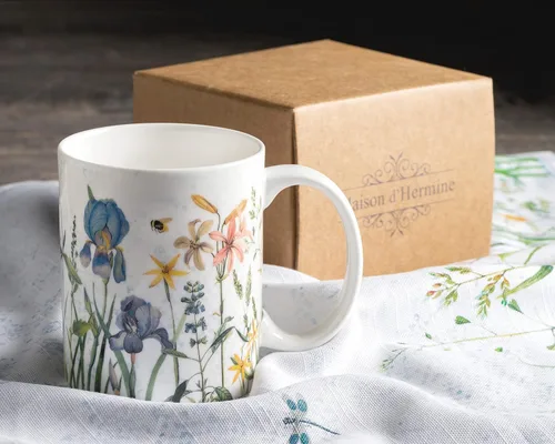 Vista 9 de Maison d' Hermine Taza de café con asas, tazas de porcelana fina de hueso, paquete de una taza de té para bebidas calientes, capuchino, latte