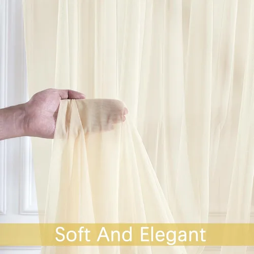 Vista 8 de Telón de fondo de tul transparente champán sin arrugas para fiestas, telón de fondo de boda, para fiesta de cumpleaños, baby shower, decoración