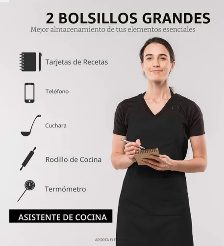 Vista 3 de Syntus 4 Pack Adjustable Bib Apron with 2 Pockets Cooking Kitchen Aprons for Women Men Chef