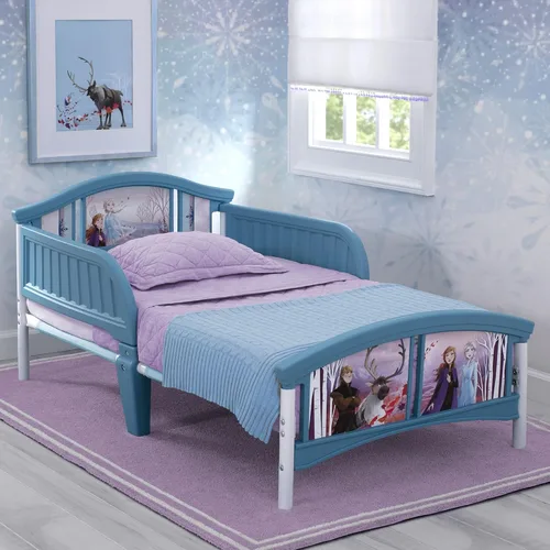 Vista 3 de Delta Children Cama de plástico para niños pequeños, Disney Frozen II y Marvel Spider-Man
