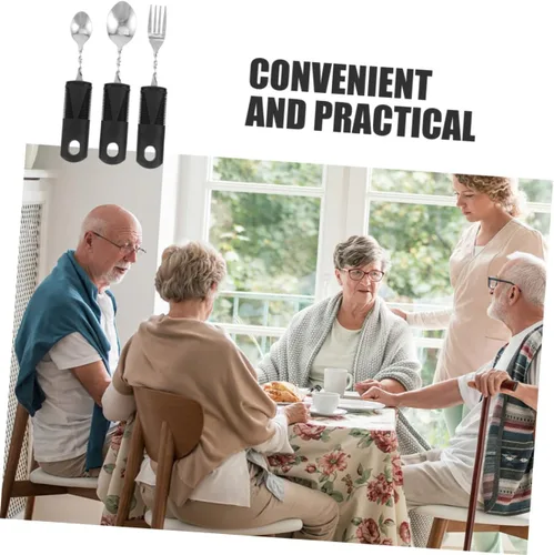Vista 2 de SHOWERORO 6Pcs Weighted Utensil for Elderly Adaptive Tableware for Adults with Hand Tremors Non Slip Design Convenient Dining