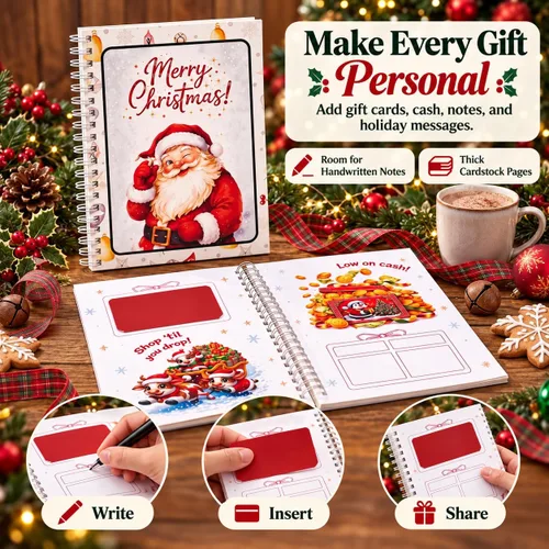 Vista 2 de Christmas Gift Card Book, Spiral Bound Holiday Gift Card Holder，#C