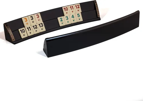 Vista 3 de Helena wood art Juego de Rummy de madera curvada negra, juego de mesa hecho a mano Okey Tile Rack para familiares y amigos