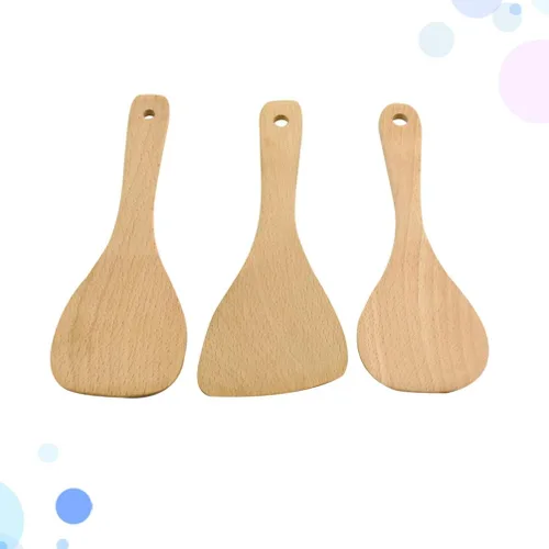 Vista 7 de UPKOCH Juego de espátulas de madera de mango corto de 3 piezas para cocinar cocina en casa