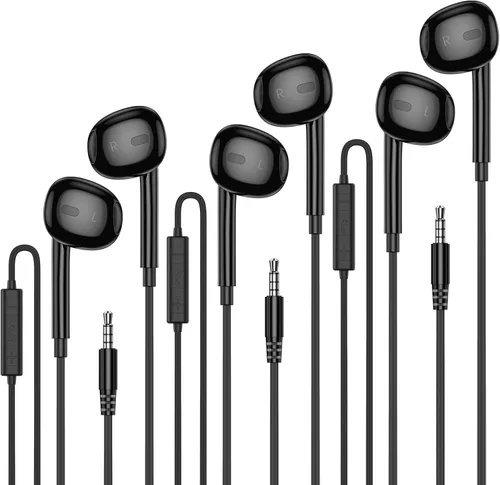 Vista 10 de MOSWAG - Audífonos con cable y con micrófono, auriculares intrauditivos de 3,5 mm con micrófono adecuados para teléfonos inteligentes, computadoras