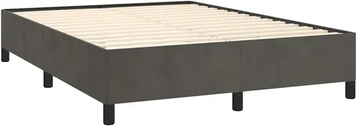 Vista 5 de vidaXL Marco de cama, marco de cama tapizado de plataforma, base de cama doble con soporte de listones de madera para dormitorio, gris oscuro