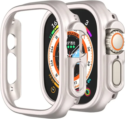 Vista 10 de Funda rígida de policarbonato compatible con Apple Watch Ultra 3/2/1 de 1.732 pulgadas, resistente a impactos, a prueba de golpes, con borde
