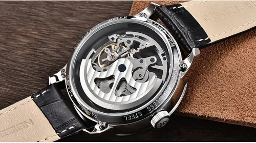 Vista 4 de RollsTimi Pagani Design 2023 Men's Automatic Skeleton Watch, self-Winding, Stainless Steel, Leather Strap, Pointer Series, Water Resistant to 100