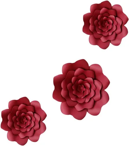 Vista 16 de N/C 3 piezas de flores de papel para fiesta, flores de papel para fondo de boda, decoración DIY hecha a mano para fondo de boda, decoración de pared