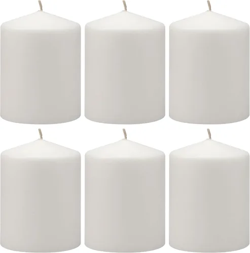 Vista 5 de Stonebriar Velas de pilar sin perfume de 18 horas de larga duración, 3 x 8, blancas y 35 horas de combustión sin perfume, 3 x 4, color blanco