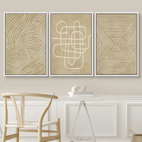 Vista 56 de SIGNWIN Lienzo enmarcado para pared, juego de arte neutro de bosque brumoso, ilustraciones en tono tierra, arte moderno, decorativo, bohemio